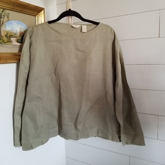 J. Jill 100% linen olive long sleeve size small - Picture 1 of 3